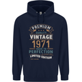 Premium Vintage 52nd Birthday 1971 Mens 80% Cotton Hoodie Navy Blue