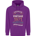 Premium Vintage 52nd Birthday 1971 Mens 80% Cotton Hoodie Purple