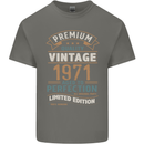 Premium Vintage 52nd Birthday 1971 Mens Cotton T-Shirt Tee Top Charcoal