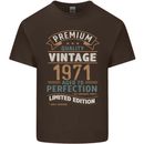 Premium Vintage 52nd Birthday 1971 Mens Cotton T-Shirt Tee Top Dark Chocolate