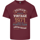 Premium Vintage 52nd Birthday 1971 Mens Cotton T-Shirt Tee Top Maroon