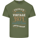 Premium Vintage 52nd Birthday 1971 Mens Cotton T-Shirt Tee Top Military Green
