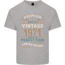 Premium Vintage 52nd Birthday 1971 Mens Cotton T-Shirt Tee Top Sports Grey