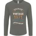 Premium Vintage 52nd Birthday 1971 Mens Long Sleeve T-Shirt Charcoal