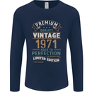 Premium Vintage 52nd Birthday 1971 Mens Long Sleeve T-Shirt Navy Blue