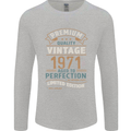 Premium Vintage 52nd Birthday 1971 Mens Long Sleeve T-Shirt Sports Grey