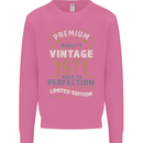 Premium Vintage 52nd Birthday 1971 Mens Sweatshirt Jumper Azalea