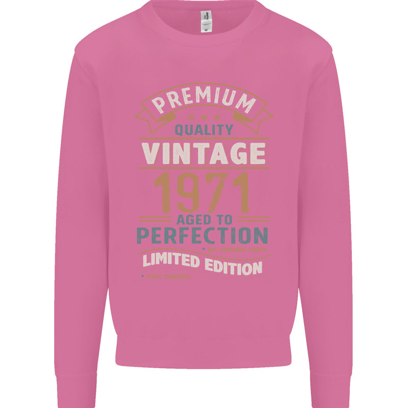 Premium Vintage 52nd Birthday 1971 Mens Sweatshirt Jumper Azalea