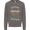 Premium Vintage 52nd Birthday 1971 Mens Sweatshirt Jumper Charcoal