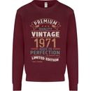 Premium Vintage 52nd Birthday 1971 Mens Sweatshirt Jumper Maroon
