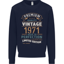 Premium Vintage 52nd Birthday 1971 Mens Sweatshirt Jumper Navy Blue