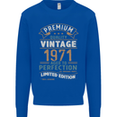 Premium Vintage 52nd Birthday 1971 Mens Sweatshirt Jumper Royal Blue