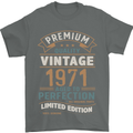 Premium Vintage 52nd Birthday 1971 Mens T-Shirt 100% Cotton Charcoal