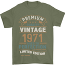 Premium Vintage 52nd Birthday 1971 Mens T-Shirt 100% Cotton Military Green