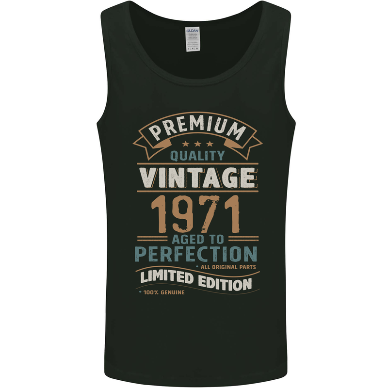 Premium Vintage 52nd Birthday 1971 Mens Vest Tank Top Black