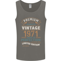 Premium Vintage 52nd Birthday 1971 Mens Vest Tank Top Charcoal
