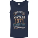 Premium Vintage 52nd Birthday 1971 Mens Vest Tank Top Navy Blue
