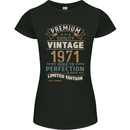 Premium Vintage 52nd Birthday 1971 Womens Petite Cut T-Shirt Black