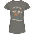 Premium Vintage 52nd Birthday 1971 Womens Petite Cut T-Shirt Charcoal