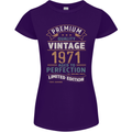 Premium Vintage 52nd Birthday 1971 Womens Petite Cut T-Shirt Purple