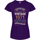 Premium Vintage 52nd Birthday 1971 Womens Petite Cut T-Shirt Purple