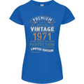 Premium Vintage 52nd Birthday 1971 Womens Petite Cut T-Shirt Royal Blue