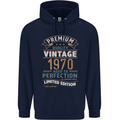 Premium Vintage 53rd Birthday 1970 Mens 80% Cotton Hoodie Navy Blue