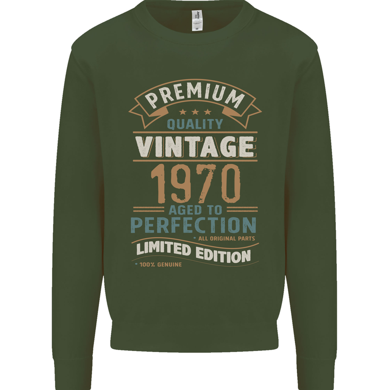 Premium Vintage 53rd Birthday 1970 Mens Sweatshirt Jumper Forest Green