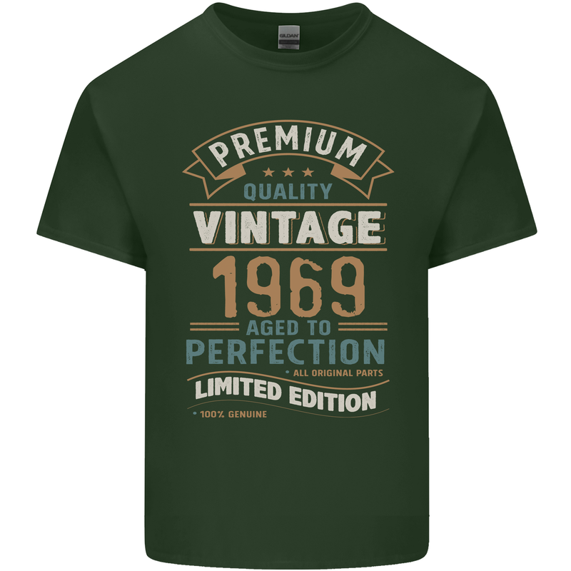 Premium Vintage 54th Birthday 1969 Mens Cotton T-Shirt Tee Top Forest Green