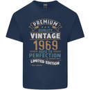 Premium Vintage 54th Birthday 1969 Mens Cotton T-Shirt Tee Top Navy Blue