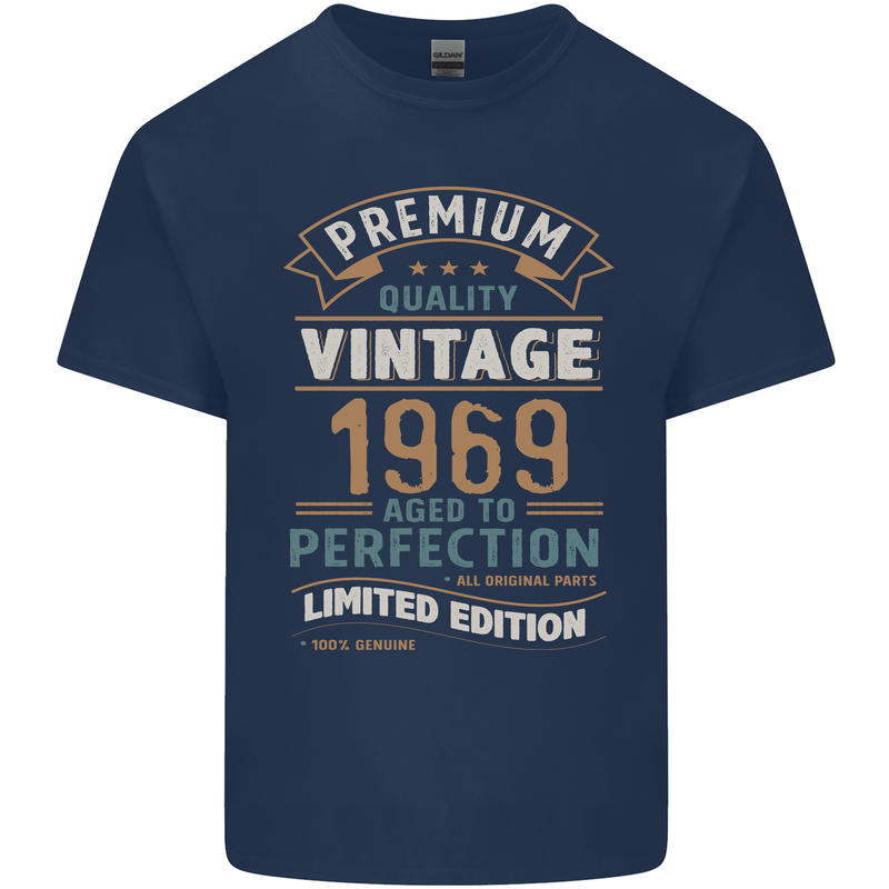 Premium Vintage 54th Birthday 1969 Mens Cotton T-Shirt Tee Top Navy Blue