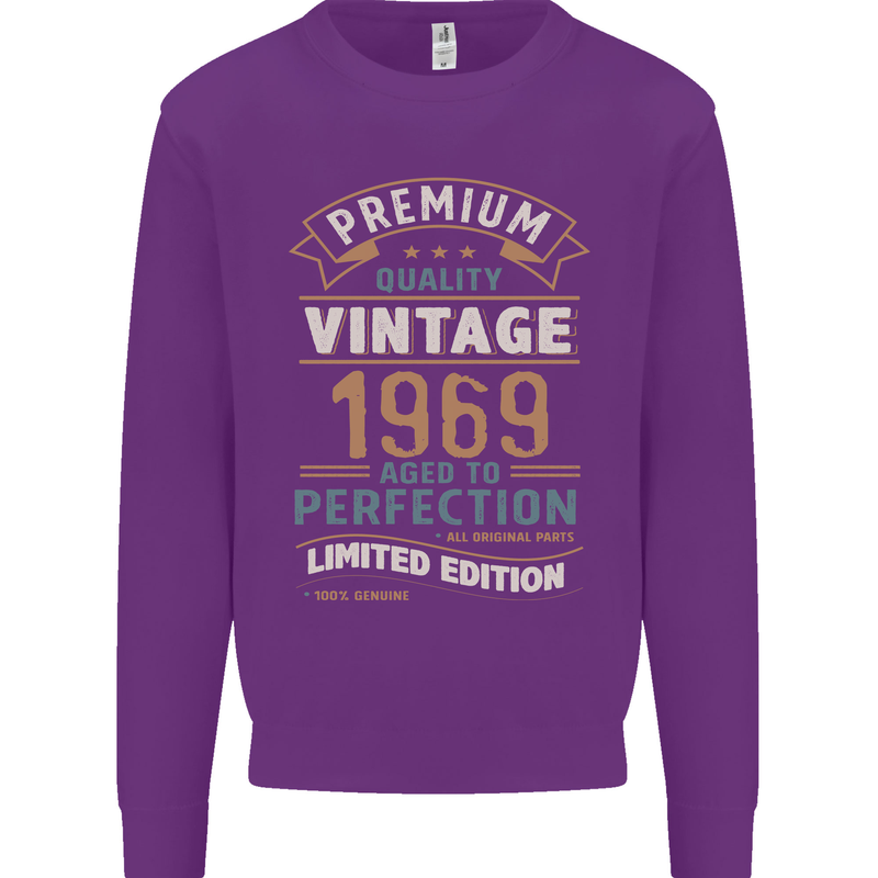 Premium Vintage 54th Birthday 1969 Mens Sweatshirt Jumper Purple