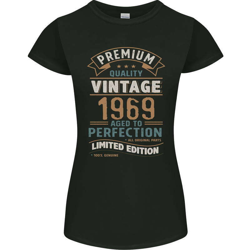 Premium Vintage 54th Birthday 1969 Womens Petite Cut T-Shirt Black