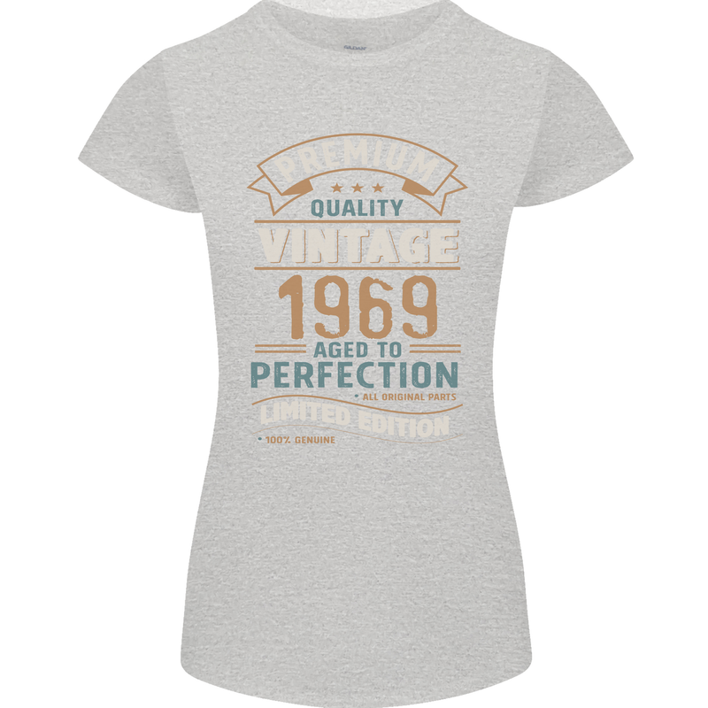 Premium Vintage 54th Birthday 1969 Womens Petite Cut T-Shirt Sports Grey