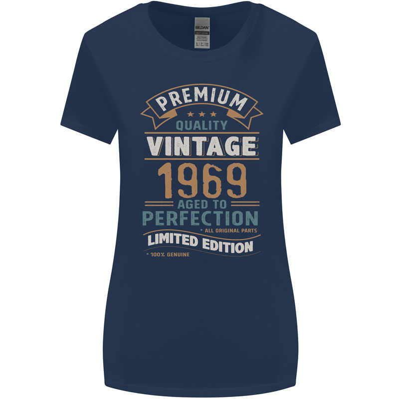 Premium Vintage 54th Birthday 1969 Womens Wider Cut T-Shirt Navy Blue