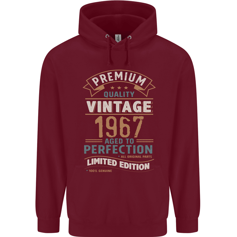 Premium Vintage 56th Birthday 1967 Mens 80% Cotton Hoodie Maroon