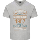 Premium Vintage 56th Birthday 1967 Mens V-Neck Cotton T-Shirt Sports Grey