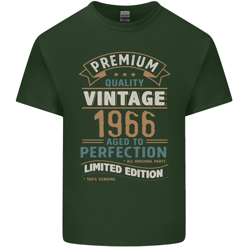 Premium Vintage 57th Birthday 1966 Mens Cotton T-Shirt Tee Top Forest Green