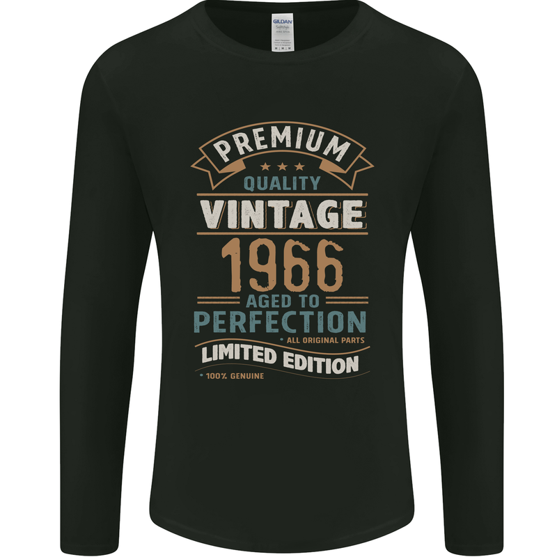 Premium Vintage 57th Birthday 1966 Mens Long Sleeve T-Shirt Black