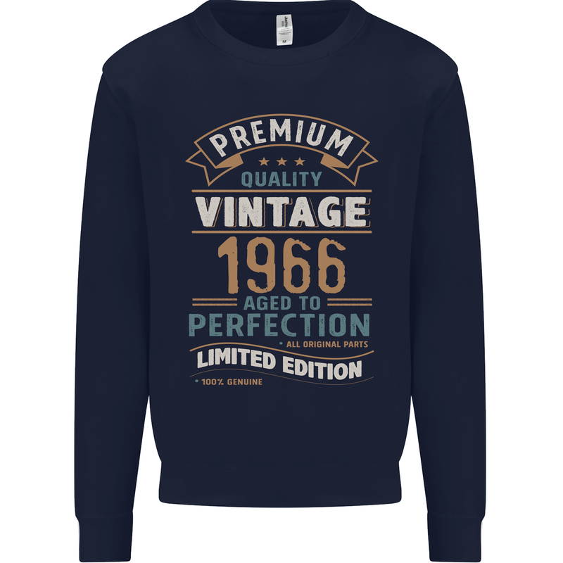 Premium Vintage 57th Birthday 1966 Mens Sweatshirt Jumper Navy Blue
