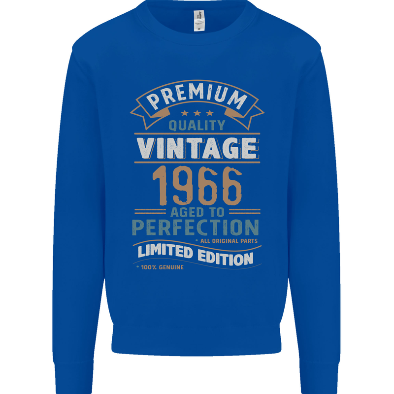 Premium Vintage 57th Birthday 1966 Mens Sweatshirt Jumper Royal Blue