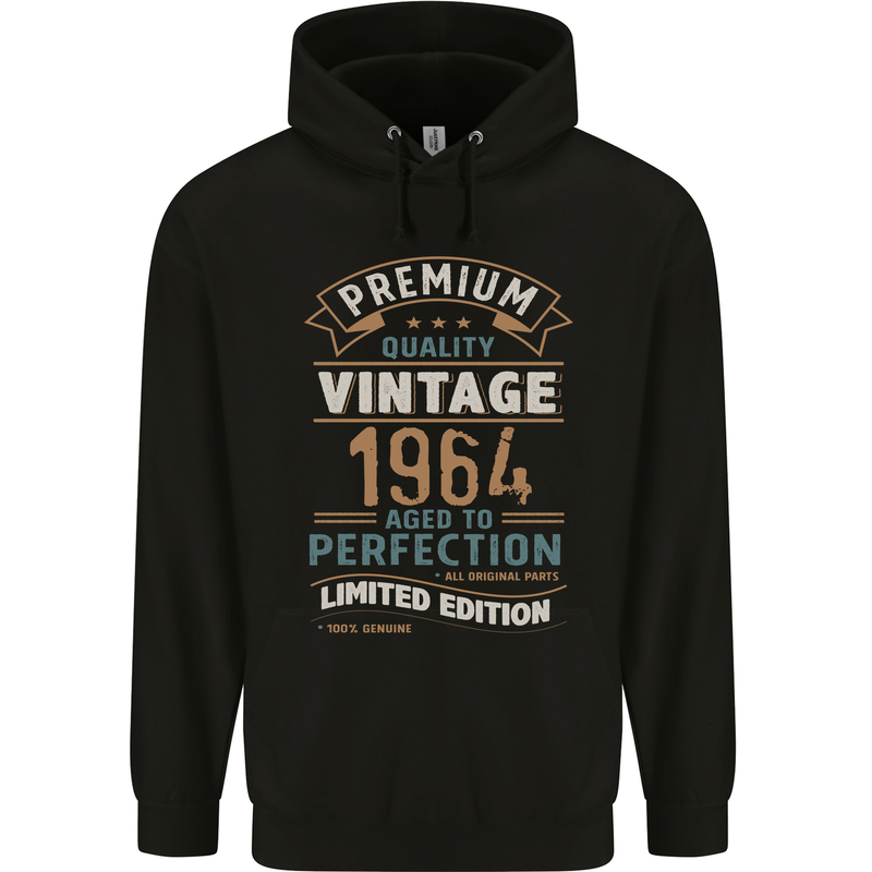 Premium Vintage 59th Birthday 1964 Mens 80% Cotton Hoodie Black