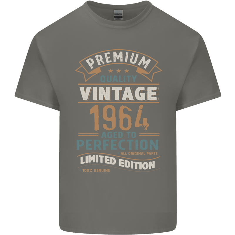 Premium Vintage 59th Birthday 1964 Mens Cotton T-Shirt Tee Top Charcoal