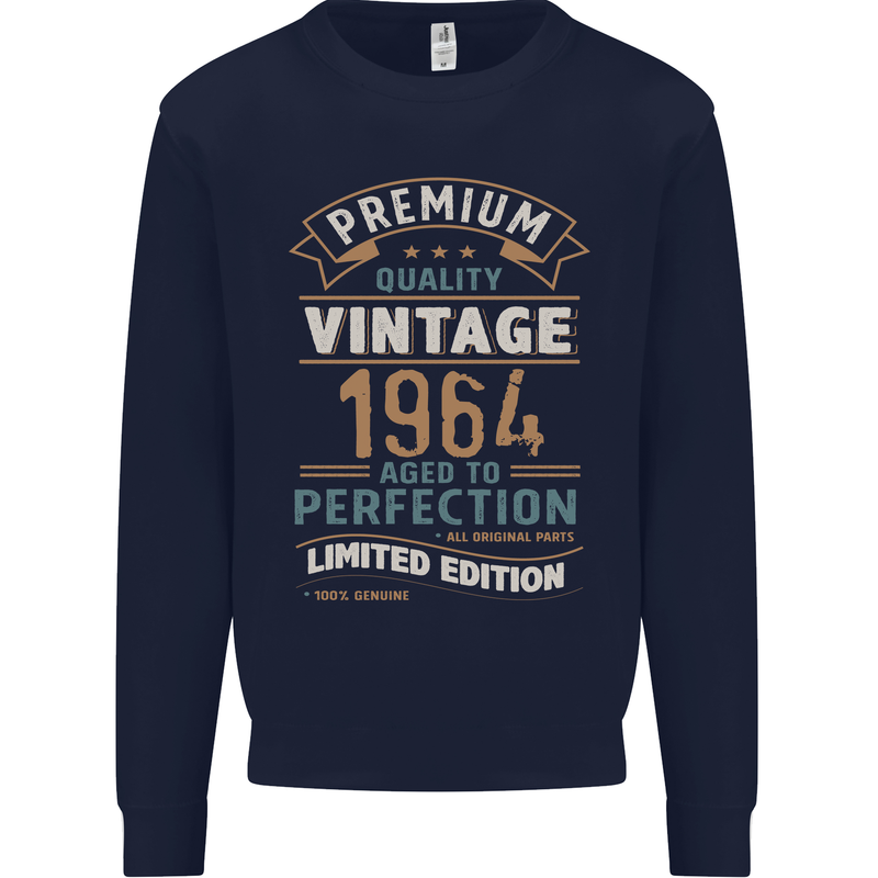 Premium Vintage 59th Birthday 1964 Mens Sweatshirt Jumper Navy Blue
