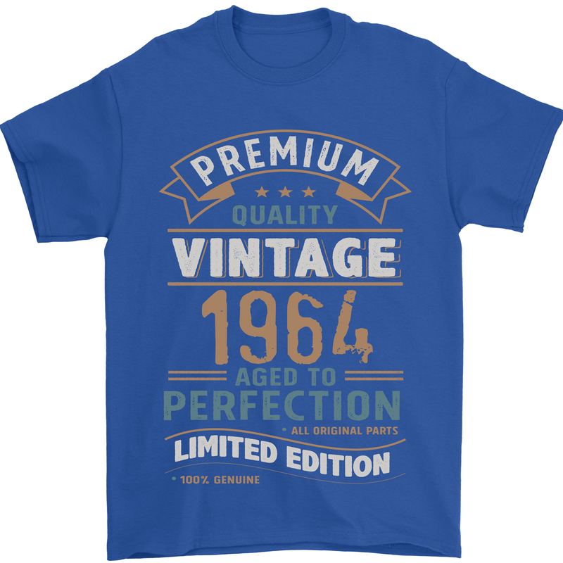 Premium Vintage 59th Birthday 1964 Mens T-Shirt 100% Cotton Royal Blue