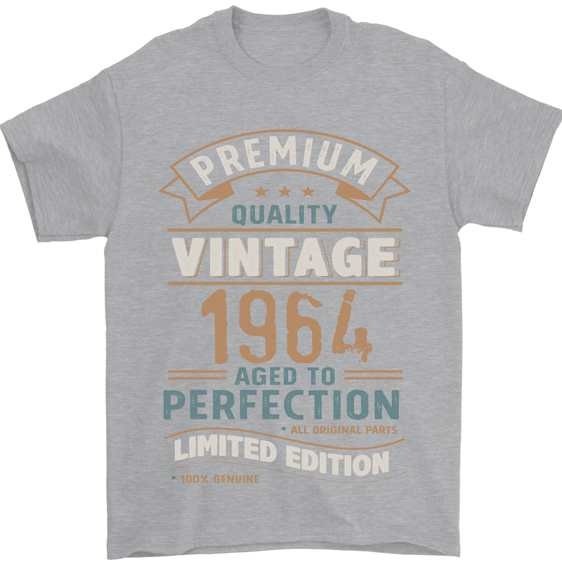 Premium Vintage 59th Birthday 1964 Mens T-Shirt 100% Cotton Sports Grey
