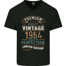 Premium Vintage 59th Birthday 1964 Mens V-Neck Cotton T-Shirt Black