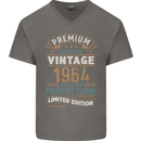 Premium Vintage 59th Birthday 1964 Mens V-Neck Cotton T-Shirt Charcoal