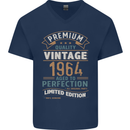 Premium Vintage 59th Birthday 1964 Mens V-Neck Cotton T-Shirt Navy Blue