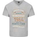 Premium Vintage 59th Birthday 1964 Mens V-Neck Cotton T-Shirt Sports Grey